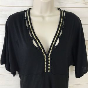 Anthropologie Deletta Black Embroidered Cut Out M